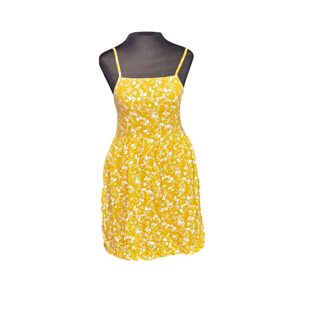 Yellow Floral Sundress Girls XL 14-16 Old Navy Adjustable Straps Smocked Back